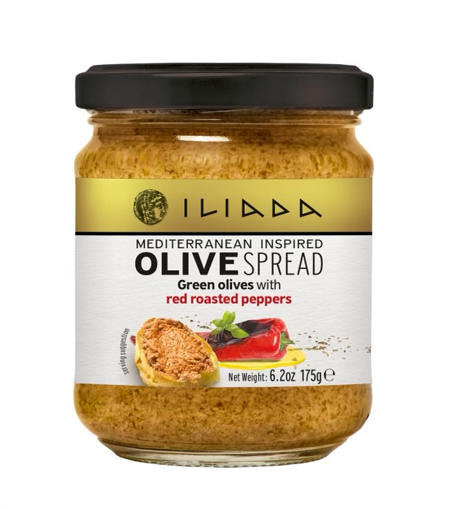 Green Olive Spread with red roasted peppers